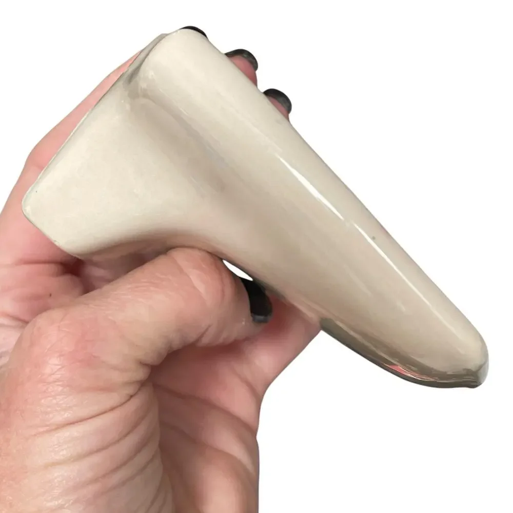 Vintage Porcelain Soap Dish Holder Bathroom Wall Mount Fixture Taupe MCM READ